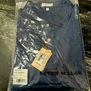 Peter Millar mens Navy blue polo. NWT sun protection XXL. Performance material.